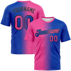 Custom Thunder Blue Pink-Black Gradient Fashion Performance T-Shirt