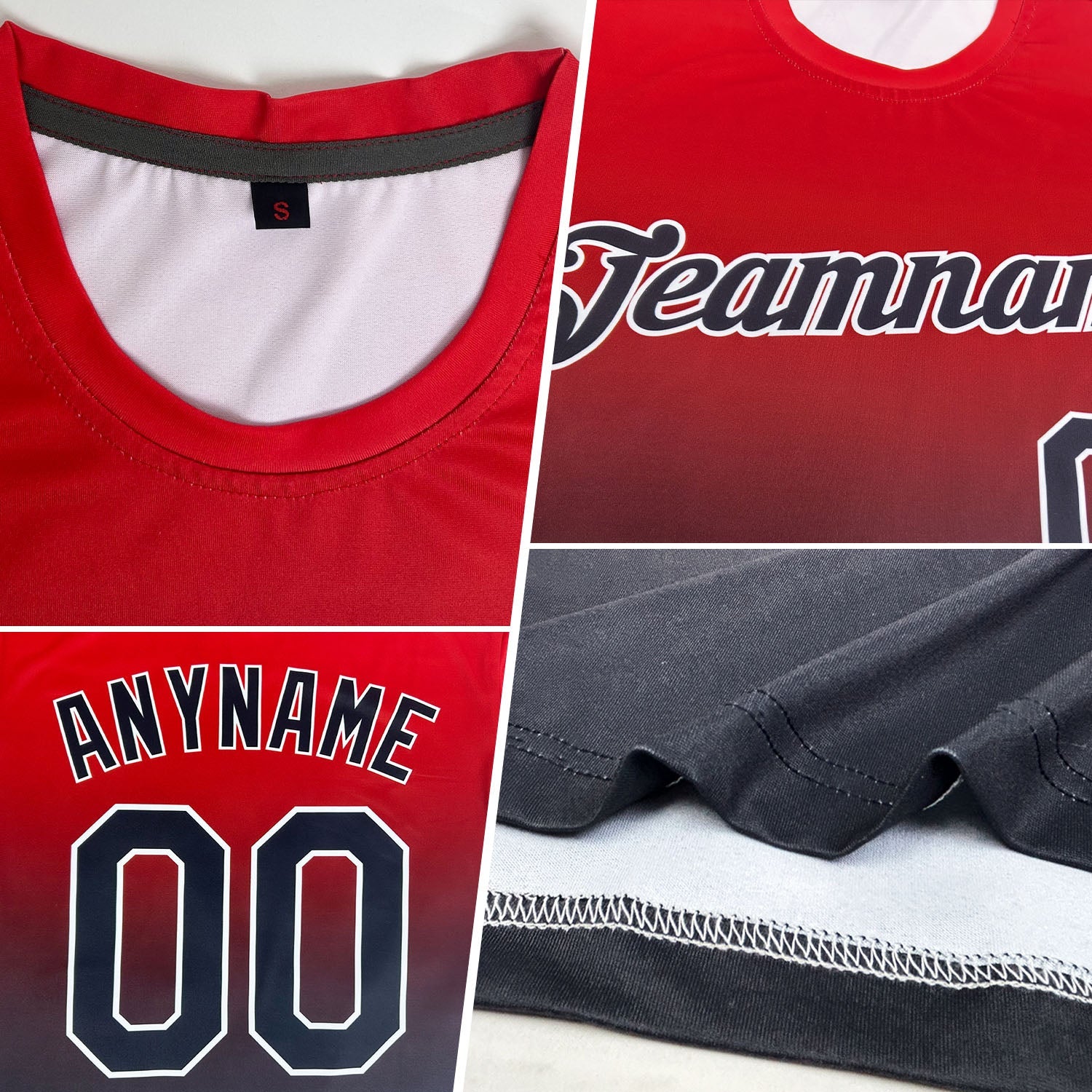 Custom Thunder Blue Red-Black Gradient Fashion Performance T-Shirt