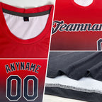 Custom Navy Red-White Gradient Fashion Performance T-Shirt