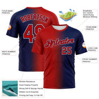 Custom Navy Red-White Gradient Fashion Performance T-Shirt