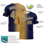 Custom Navy Old Gold-White Gradient Fashion Performance T-Shirt