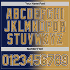 Custom Navy Old Gold-White Gradient Fashion Performance T-Shirt