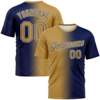 Custom Navy Old Gold-White Gradient Fashion Performance T-Shirt