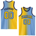 Custom Light Blue Yellow-Navy Authentic Gradient Fashion Basketball Jersey
