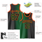 Custom Black Kelly Green-Orange Authentic Gradient Fashion Basketball Jersey