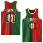 Custom Red Vintage Mexican Flag Kelly Green-Cream Authentic Gradient Fashion Basketball Jersey