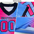 Custom Black Light Blue-Pink Authentic Gradient Fashion Scratch Football Jersey