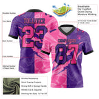 Custom Purple Pink-Black Authentic Gradient Fashion Scratch Football Jersey