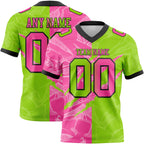 Custom Neon Green Pink-Black Authentic Gradient Fashion Scratch Football Jersey