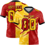 Custom Red Yellow-Black Authentic Gradient Fashion Scratch Football Jersey