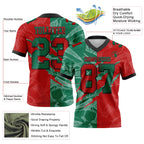 Custom Red Kelly Green-Black Authentic Gradient Fashion Scratch Football Jersey