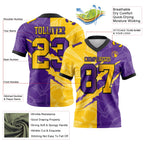 Custom Purple Yellow-Black Authentic Gradient Fashion Scratch Football Jersey