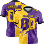 Custom Purple Yellow-Black Authentic Gradient Fashion Scratch Football Jersey