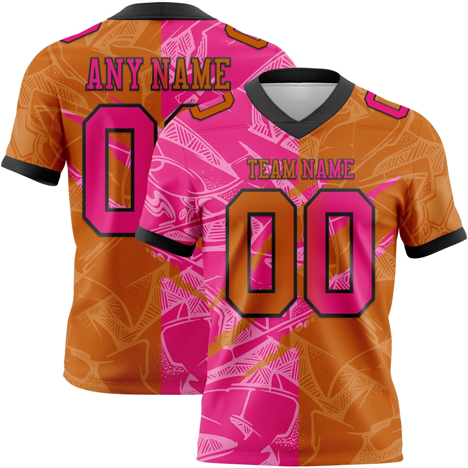 Custom Texas Orange Hot Pink-Black Authentic Gradient Fashion Scratch Football Jersey