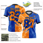 Custom Thunder Blue Bay Orange-Black Authentic Gradient Fashion Scratch Football Jersey