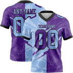 Custom Purple Light Blue-Black Authentic Gradient Fashion Scratch Football Jersey
