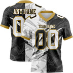 Custom Black White-Old Gold Authentic Gradient Fashion Scratch Football Jersey