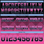 Custom Black Pink-Light Blue Authentic Gradient Square Shape Flag Football Jersey