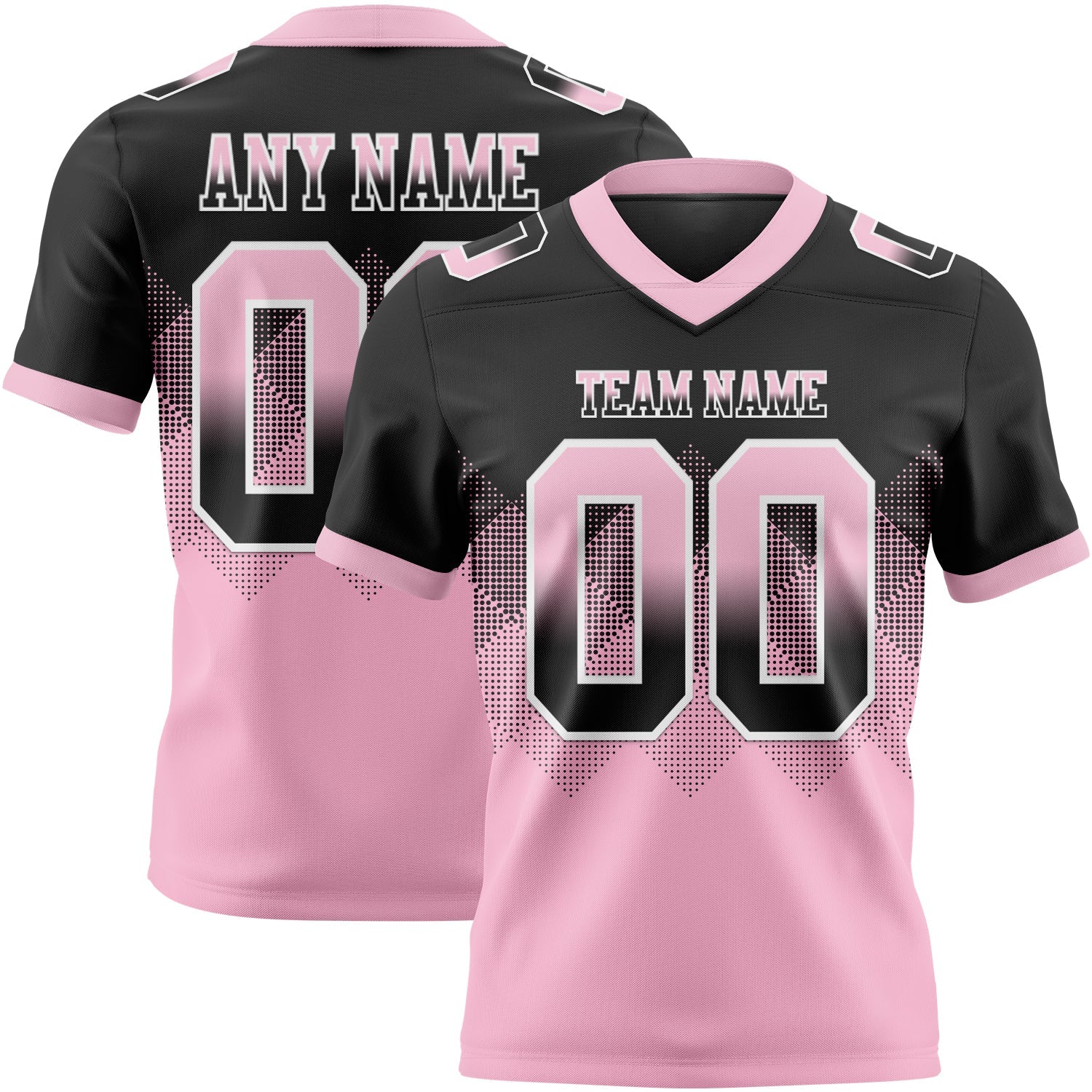 Custom Black Light Pink-White Authentic Gradient Square Shape Flag Football Jersey