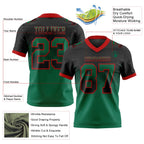 Custom Black Kelly Green-Red Authentic Gradient Square Shape Flag Football Jersey