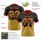 Custom Black Old Gold-Red Authentic Gradient Square Shape Flag Football Jersey