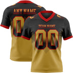 Custom Black Old Gold-Red Authentic Gradient Square Shape Flag Football Jersey
