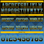 Custom Black Powder Blue-Yellow Authentic Gradient Square Shape Flag Football Jersey