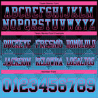 Custom Black Sky Blue-Pink Authentic Gradient Square Shape Flag Football Jersey