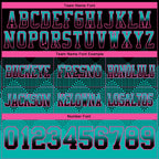 Custom Black Aqua-Pink Authentic Gradient Square Shape Flag Football Jersey