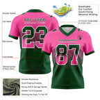 Custom Pink Green-White Authentic Gradient Square Shape Flag Football Jersey