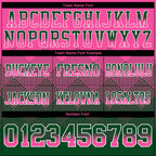 Custom Pink Green-White Authentic Gradient Square Shape Flag Football Jersey