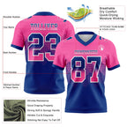 Custom Pink Royal-White Authentic Gradient Square Shape Flag Football Jersey