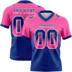 Custom Pink Royal-White Authentic Gradient Square Shape Flag Football Jersey
