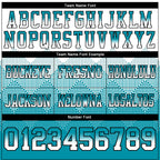 Custom White Teal-Black Authentic Gradient Square Shape Flag Football Jersey