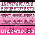 Custom White Hot Pink-Black Authentic Gradient Square Shape Flag Football Jersey