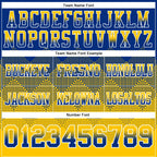 Custom Royal Yellow-White Authentic Gradient Square Shape Flag Football Jersey