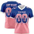 Custom Royal Medium Pink-White Authentic Gradient Square Shape Flag Football Jersey