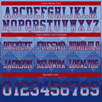 Custom Light Blue Royal-Red Authentic Gradient Square Shape Flag Football Jersey