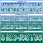 Custom Light Blue Kelly Green-White Authentic Gradient Square Shape Flag Football Jersey