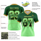 Custom Green Pea Green-Old Gold Authentic Gradient Square Shape Flag Football Jersey