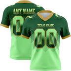 Custom Green Pea Green-Old Gold Authentic Gradient Square Shape Flag Football Jersey