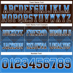 Custom Brown Powder Blue-White Authentic Gradient Square Shape Flag Football Jersey