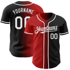 Custom Black White-Red Authentic Gradient Fashion Baseball Jersey