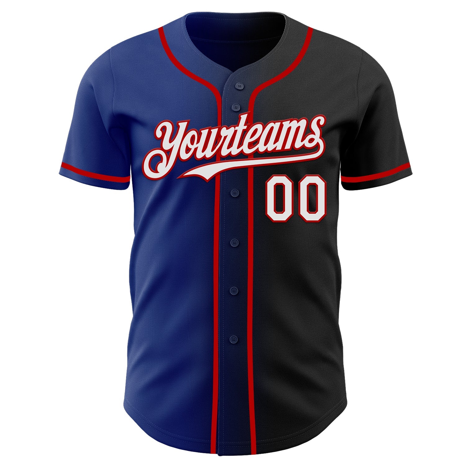 Custom Black White Royal-Red Authentic Gradient Fashion Baseball Jersey