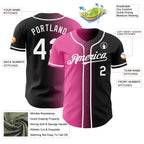 Custom Black White-Pink Authentic Gradient Fashion Baseball Jersey