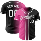 Custom Black White-Pink Authentic Gradient Fashion Baseball Jersey