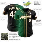 Custom Black White Kelly Green-Old Gold Authentic Gradient Fashion Baseball Jersey