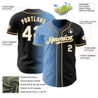Custom Black White Light Blue-Old Gold Authentic Gradient Fashion Baseball Jersey