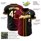 Custom Black White Crimson-Gold Authentic Gradient Fashion Baseball Jersey