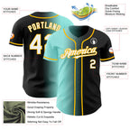 Custom Black White Ice Blue-Gold Authentic Gradient Fashion Baseball Jersey
